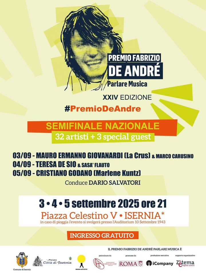 locandina evento "premio Fabrizio De André ad Isernia"