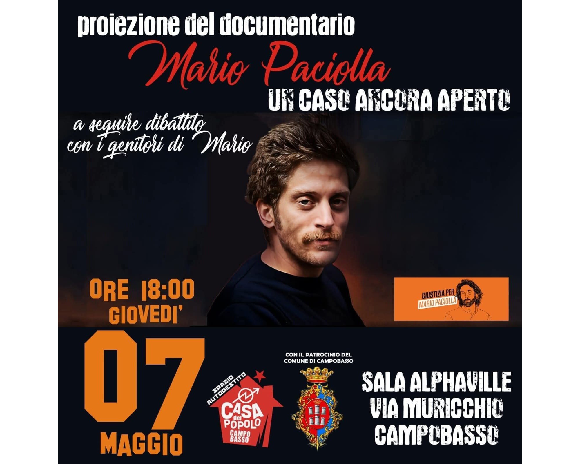 Locandina Proiezione del Documentario su Mario Paciolla